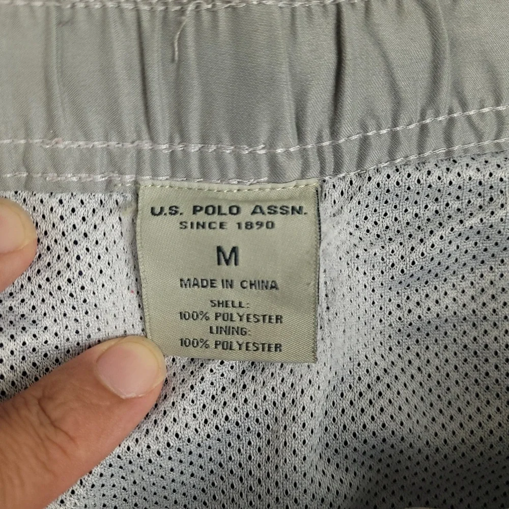U.S. Polo Assn Mens Swim Trunks Medium Preppy Shorts Mesh Lined Navy Gray